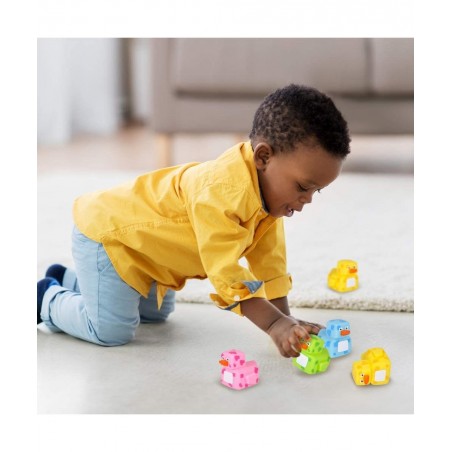2.25 Inch Pixelated Rubber Duckies Pack of 12 Cute Duck Bath Tub Pool Toys in Assorted Colors Fun Decorations Carnival Suppli...