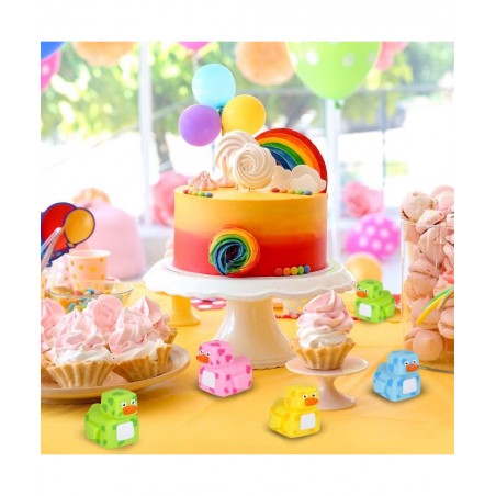 2.25 Inch Pixelated Rubber Duckies Pack of 12 Cute Duck Bath Tub Pool Toys in Assorted Colors Fun Decorations Carnival Suppli...