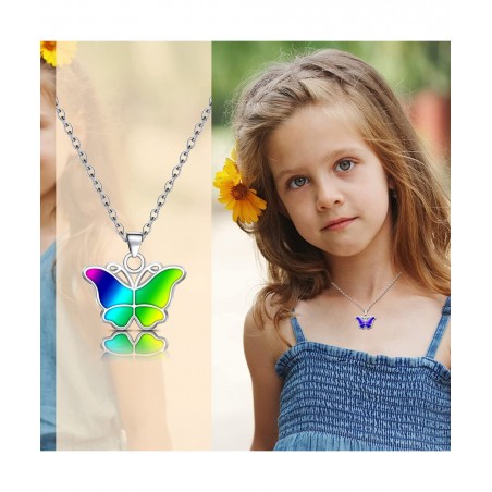 6 Pcs Mood Pendant Chain Necklace with 2 Pcs Adjustable Mood Bracelet Mood Necklaces Color Changing Mood Jewelry Thermochromi...