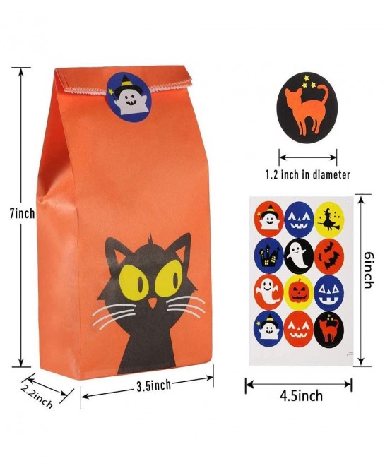 36 PCS Halloween Candy Treat Bags Trick or Treat Bags Paper Cookie Gift Bags 9 Design Party Favor Candy Bags with 3 Sheets Ha...
