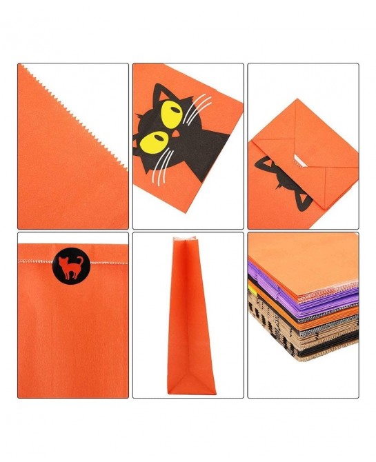 36 PCS Halloween Candy Treat Bags Trick or Treat Bags Paper Cookie Gift Bags 9 Design Party Favor Candy Bags with 3 Sheets Ha...
