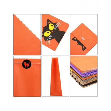36 PCS Halloween Candy Treat Bags Trick or Treat Bags Paper Cookie Gift Bags 9 Design Party Favor Candy Bags with 3 Sheets Ha...