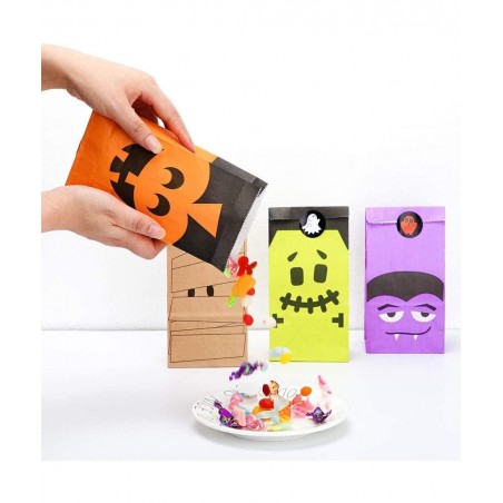 36 PCS Halloween Candy Treat Bags Trick or Treat Bags Paper Cookie Gift Bags 9 Design Party Favor Candy Bags with 3 Sheets Ha...