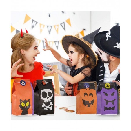 36 PCS Halloween Candy Treat Bags Trick or Treat Bags Paper Cookie Gift Bags 9 Design Party Favor Candy Bags with 3 Sheets Ha...