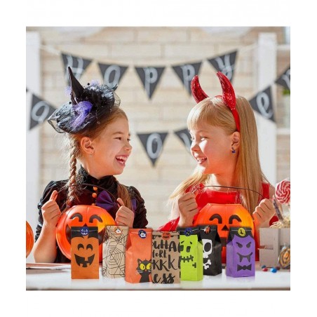 36 PCS Halloween Candy Treat Bags Trick or Treat Bags Paper Cookie Gift Bags 9 Design Party Favor Candy Bags with 3 Sheets Ha...