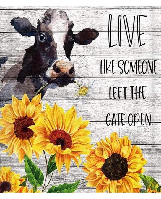 500 Piece Jigsaw Puzzles Milk Cow Farm Animal Cow with Sunflower Western Farmhouse Picture Jigsaw Puzzle Game Toys Gift $34.3...