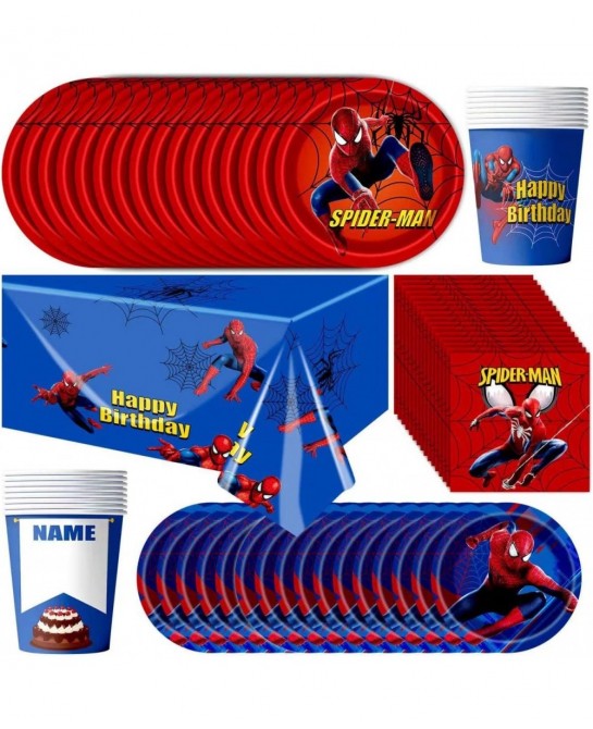 Spiderman Party Supplies for Kids Birthday Disposable Tableware for 16 Guests Include 7” Plates 9” Plates 9 oz Cups Table Cov...