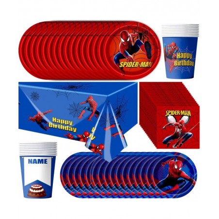 Spiderman Party Supplies for Kids Birthday Disposable Tableware for 16 Guests Include 7” Plates 9” Plates 9 oz Cups Table Cov...