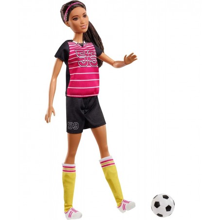 Athlete Doll Brunette Wearing Uniform and Socks with Soccer Ball $55.35 Dolls