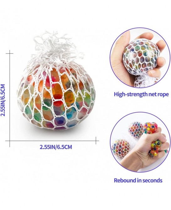 Mesh Squishy Balls 12 Pack LED Anti-Stress Squeeze Grape Balls with Water Beads Sensory Fidget Toy for Anxiety Relief for Chi...