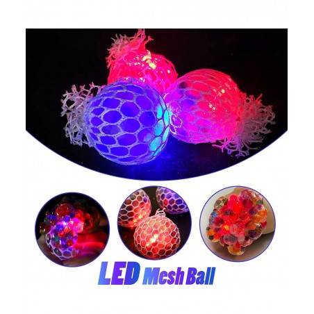 Mesh Squishy Balls 12 Pack LED Anti-Stress Squeeze Grape Balls with Water Beads Sensory Fidget Toy for Anxiety Relief for Chi...