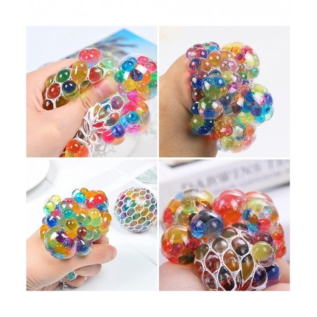 Mesh Squishy Balls 12 Pack LED Anti-Stress Squeeze Grape Balls with Water Beads Sensory Fidget Toy for Anxiety Relief for Chi...