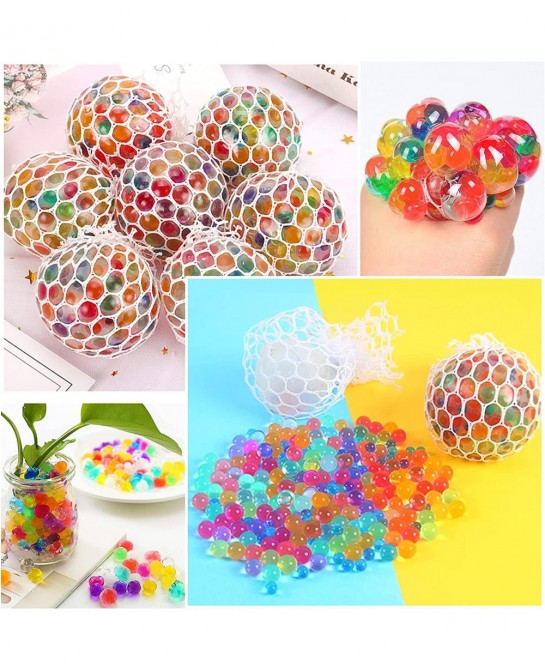 Mesh Squishy Balls 12 Pack LED Anti-Stress Squeeze Grape Balls with Water Beads Sensory Fidget Toy for Anxiety Relief for Chi...