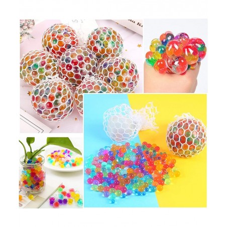 Mesh Squishy Balls 12 Pack LED Anti-Stress Squeeze Grape Balls with Water Beads Sensory Fidget Toy for Anxiety Relief for Chi...