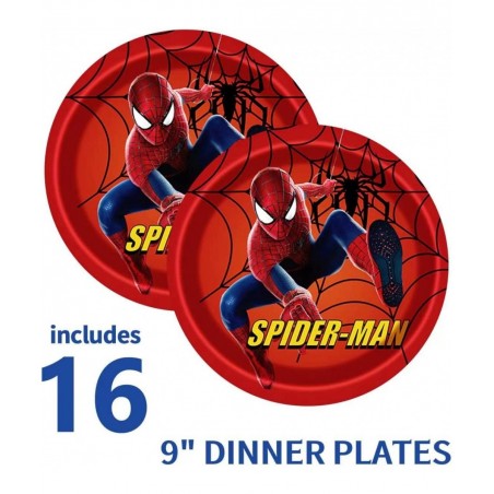 Spiderman Party Supplies for Kids Birthday Disposable Tableware for 16 Guests Include 7” Plates 9” Plates 9 oz Cups Table Cov...