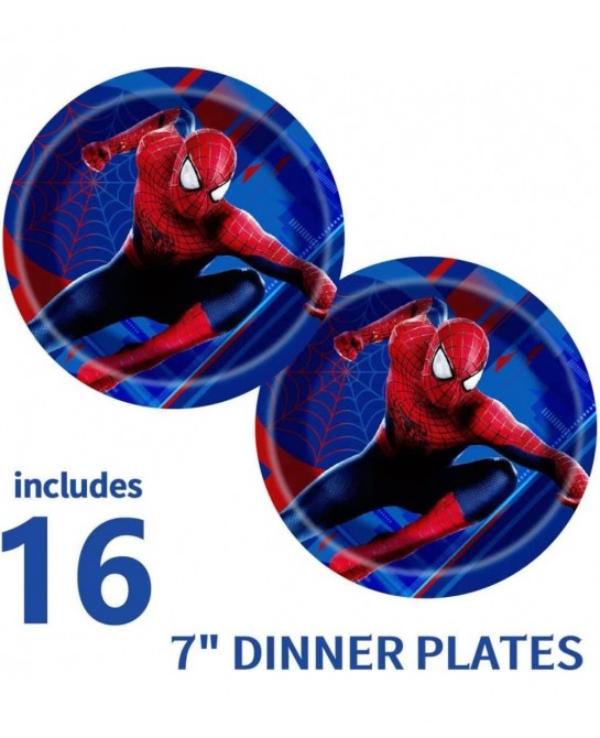 Spiderman Party Supplies for Kids Birthday Disposable Tableware for 16 Guests Include 7” Plates 9” Plates 9 oz Cups Table Cov...
