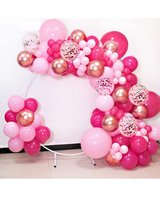 Pink Balloon Garland Arch Kit 142pcs Hot Pink Rose Gold Balloons with Confetti Balloons for Girl's Birthday Bridal Baby Showe...