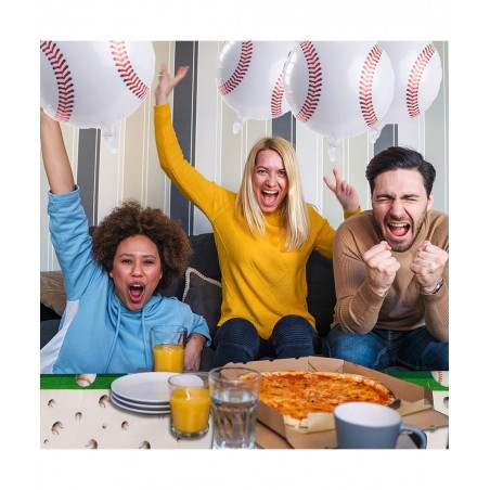7 PCS Baseball Party Decorations Includes 1 PCS Baseball Tablecloth 6 PCS Baseball Balloons Plastic Disposable Baseball Table...