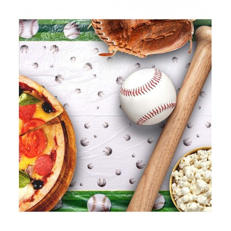 7 PCS Baseball Party Decorations Includes 1 PCS Baseball Tablecloth 6 PCS Baseball Balloons Plastic Disposable Baseball Table...