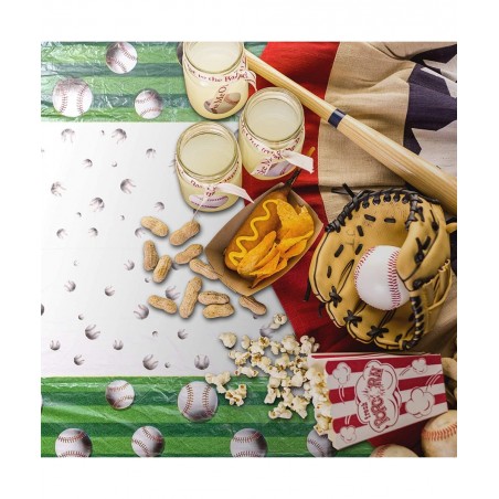 7 PCS Baseball Party Decorations Includes 1 PCS Baseball Tablecloth 6 PCS Baseball Balloons Plastic Disposable Baseball Table...