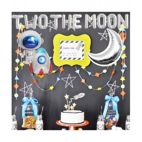 154 PCS Two the Moon 2nd Birthday Party Supplies 5x3 FT Outer Space Photography Backdrop 2 the Moon Balloons Arch Garland Kit...