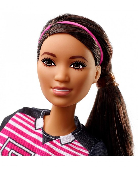 Athlete Doll Brunette Wearing Uniform and Socks with Soccer Ball $55.35 Dolls