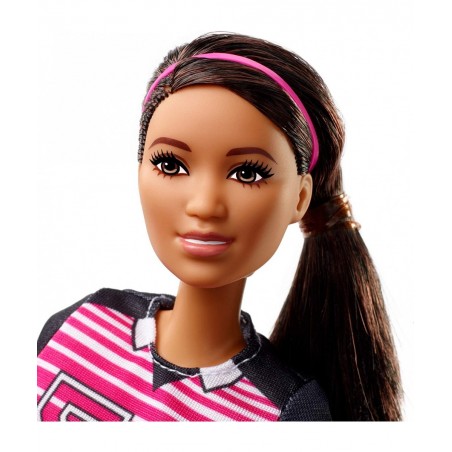Athlete Doll Brunette Wearing Uniform and Socks with Soccer Ball $55.35 Dolls