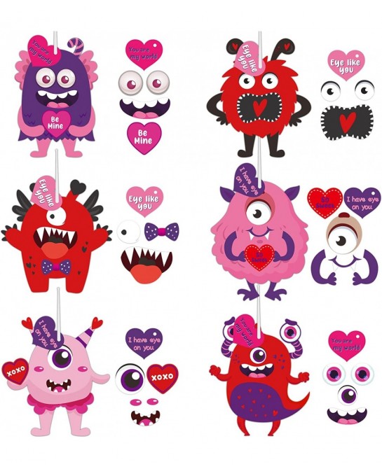 30Pcs Monster Craft Ornaments Kit for Kids DIY Monster Paper Craft Hanging Ornaments Make Your Own Monster Cards Hanging Deco...