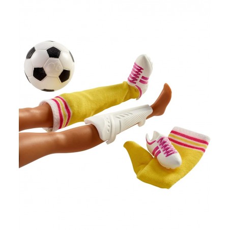 Athlete Doll Brunette Wearing Uniform and Socks with Soccer Ball $55.35 Dolls