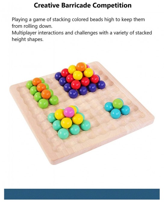 Kids Funny Rainbow Wooden Board Bead Game Wooden Peg Board Game Montessori Game Color Matching Sorting Learning Educational T...