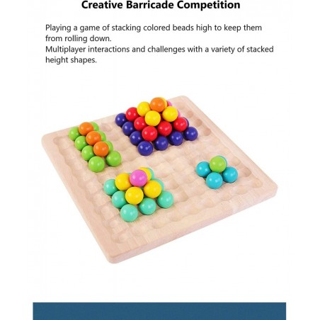 Kids Funny Rainbow Wooden Board Bead Game Wooden Peg Board Game Montessori Game Color Matching Sorting Learning Educational T...