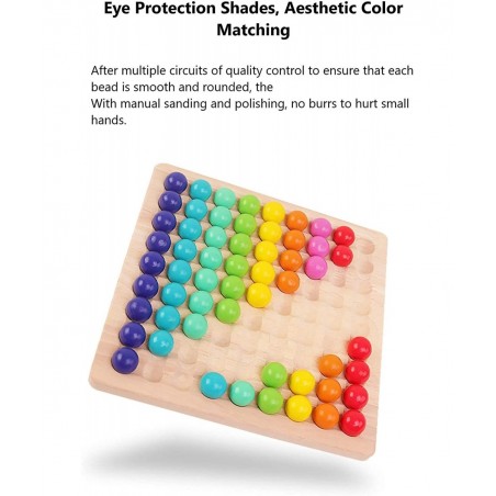 Kids Funny Rainbow Wooden Board Bead Game Wooden Peg Board Game Montessori Game Color Matching Sorting Learning Educational T...