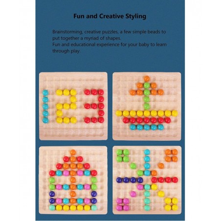 Kids Funny Rainbow Wooden Board Bead Game Wooden Peg Board Game Montessori Game Color Matching Sorting Learning Educational T...