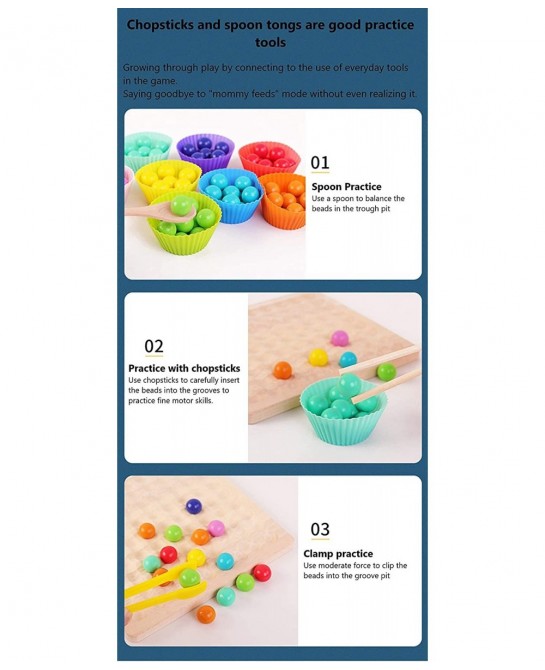 Kids Funny Rainbow Wooden Board Bead Game Wooden Peg Board Game Montessori Game Color Matching Sorting Learning Educational T...