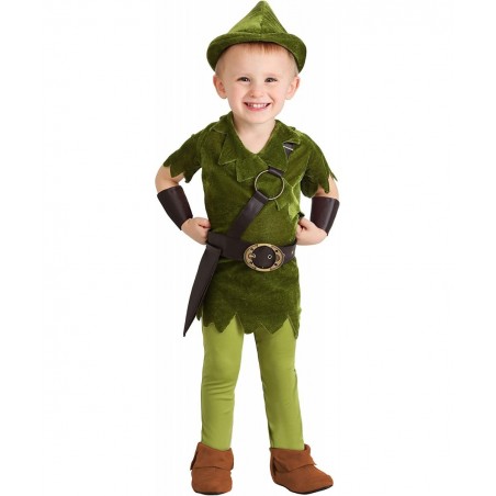 Toddler Peter Pan Costume with Hat Shirt Tights Belt/Harness and Wrist Cuffs $44.32 Kids' Costumes