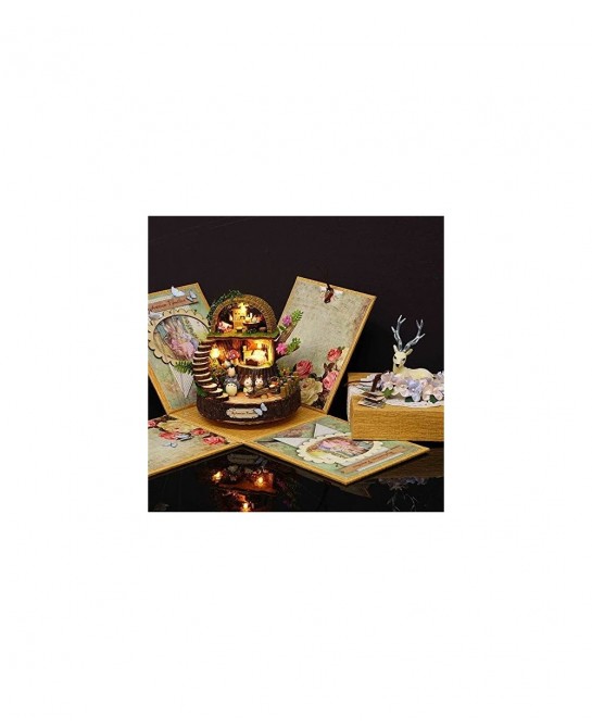 DIY Miniature Dollhouse Kit with Music Box 3D Puzzle Challenge for Adult Kids Xmas Gifts Fantasy Forest $48.84 Dollhouses