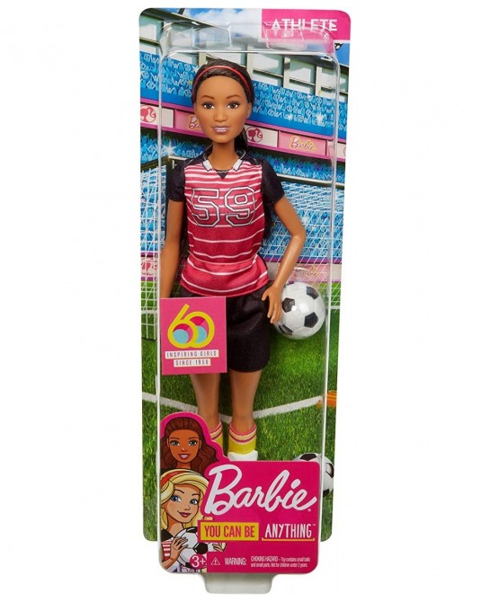 Athlete Doll Brunette Wearing Uniform and Socks with Soccer Ball $55.35 Dolls