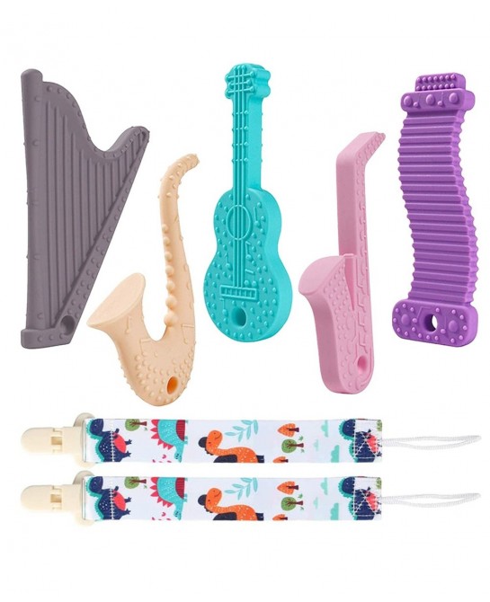 Baby Teething Toys for 6-12-18 Months Teething Toys for Newborn Infants with 2 Anti-Lost Rope Silicone Baby Molar Teether Che...
