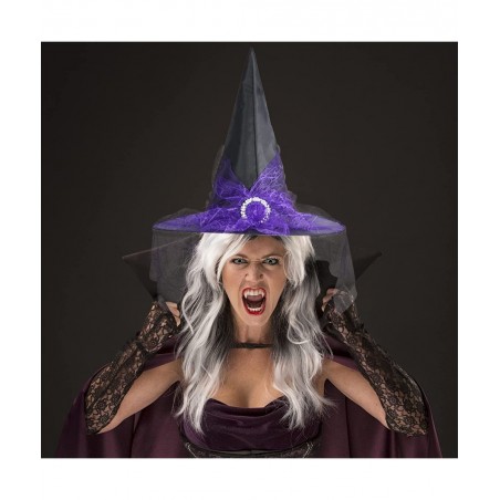 4 pcs Halloween Witch Hat Halloween Vintage Witch Hat See-Through Lace Veils Printed Hats Party Supplies Halloween Costume Ac...