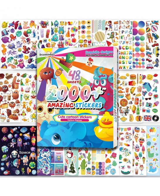 2000+ Amazing Stickers for Kids Various Themes Fun Craft Scrapbook Stickers Planners Gifts and Rewards DIY 48-Page Stickers f...
