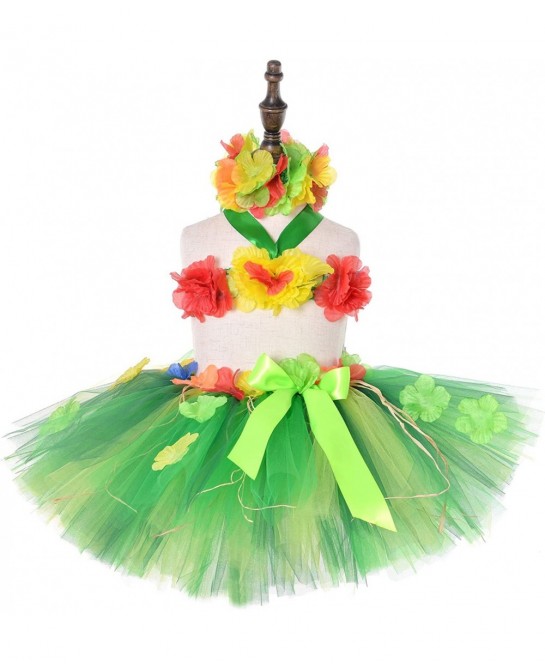 3pcs Hawaiian Hula Luau Tutu Set (2 Sizes: Girls Baby) Birthday Beach Party $39.14 Kids' Costumes