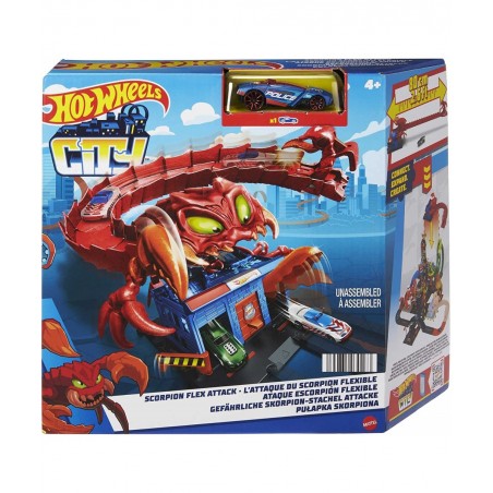 City Scorpion Flex Attack with 1 Toy Car Connects to Other Sets Bendable Tail Track Extends 2.5 Feet Gift for Kids 4 to 8 Yea...