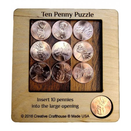 10 Penny Puzzle - A Circle Packing Problem - Ten Mint Pennies are Included $18.06 Brain Teaser Puzzles