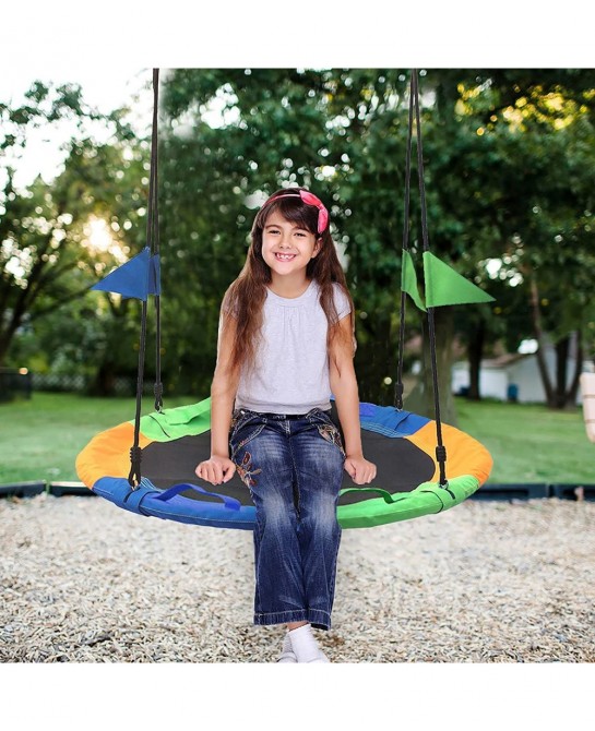 Saucer Swing for Kids Outdoor with Handle - Round Outdoor Swings for Swingset - Large Tree Swings for Children with Hanging K...