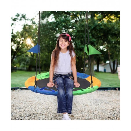 Saucer Swing for Kids Outdoor with Handle - Round Outdoor Swings for Swingset - Large Tree Swings for Children with Hanging K...