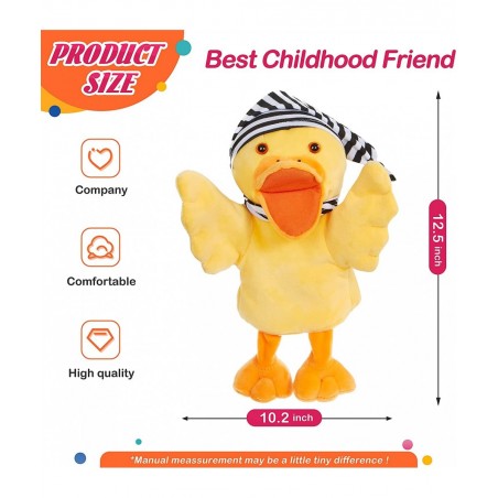 Duck Hand Puppet Vivid Plush Interactive Toy Yellow Hand Puppet with Movable Mouth- Hand Puppets for Kids All Ages 12.5inches...