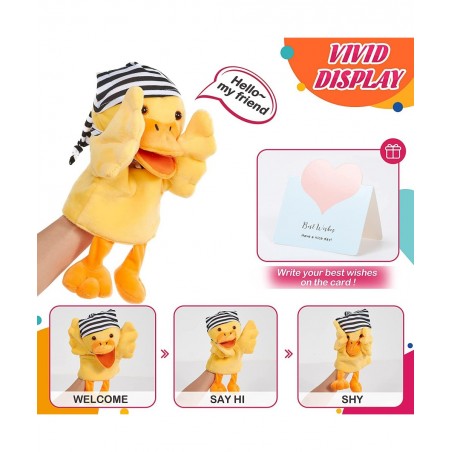 Duck Hand Puppet Vivid Plush Interactive Toy Yellow Hand Puppet with Movable Mouth- Hand Puppets for Kids All Ages 12.5inches...