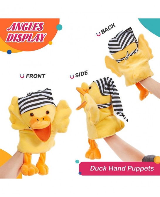 Duck Hand Puppet Vivid Plush Interactive Toy Yellow Hand Puppet with Movable Mouth- Hand Puppets for Kids All Ages 12.5inches...