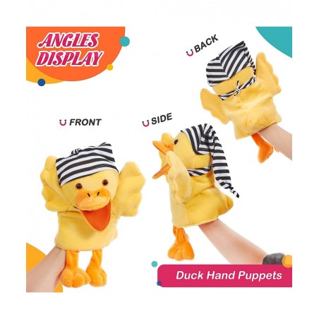 Duck Hand Puppet Vivid Plush Interactive Toy Yellow Hand Puppet with Movable Mouth- Hand Puppets for Kids All Ages 12.5inches...