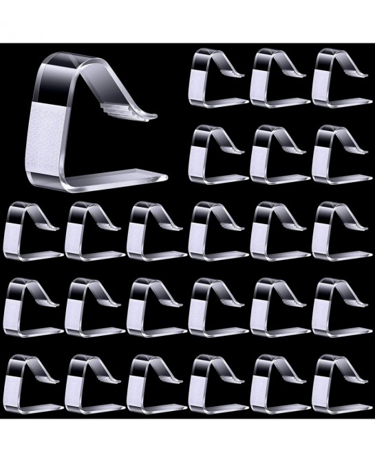 24 Pieces Clear Table Skirting Clips Plastic Table Cloth Hold Down Plastic Tablecloth Clips for Table1.37 Inch to 1.97 Inch w...
